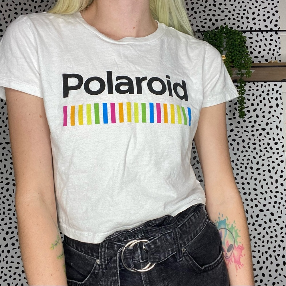 Polaroid Graphic Logo Crop Top Medium